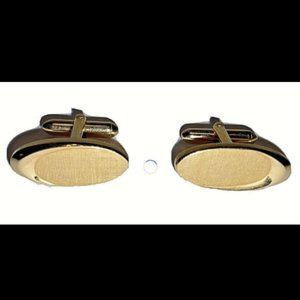 Swank Cuff Links Oval Gold Tone VG Condition Cufflinks Fast Ship 1" Wide Men's